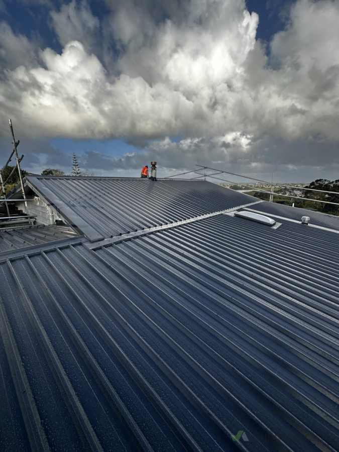 Re- roof with skylight , pitch change