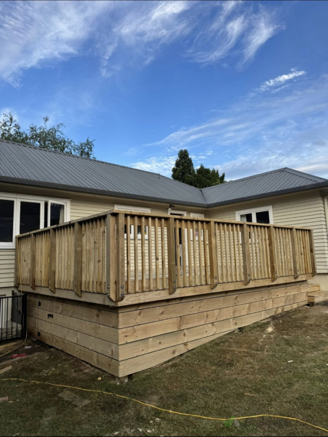 Stage one of our renovation in Rotorua . Deck