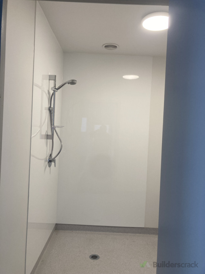 Installed gib board and shower lining accessible bathroom