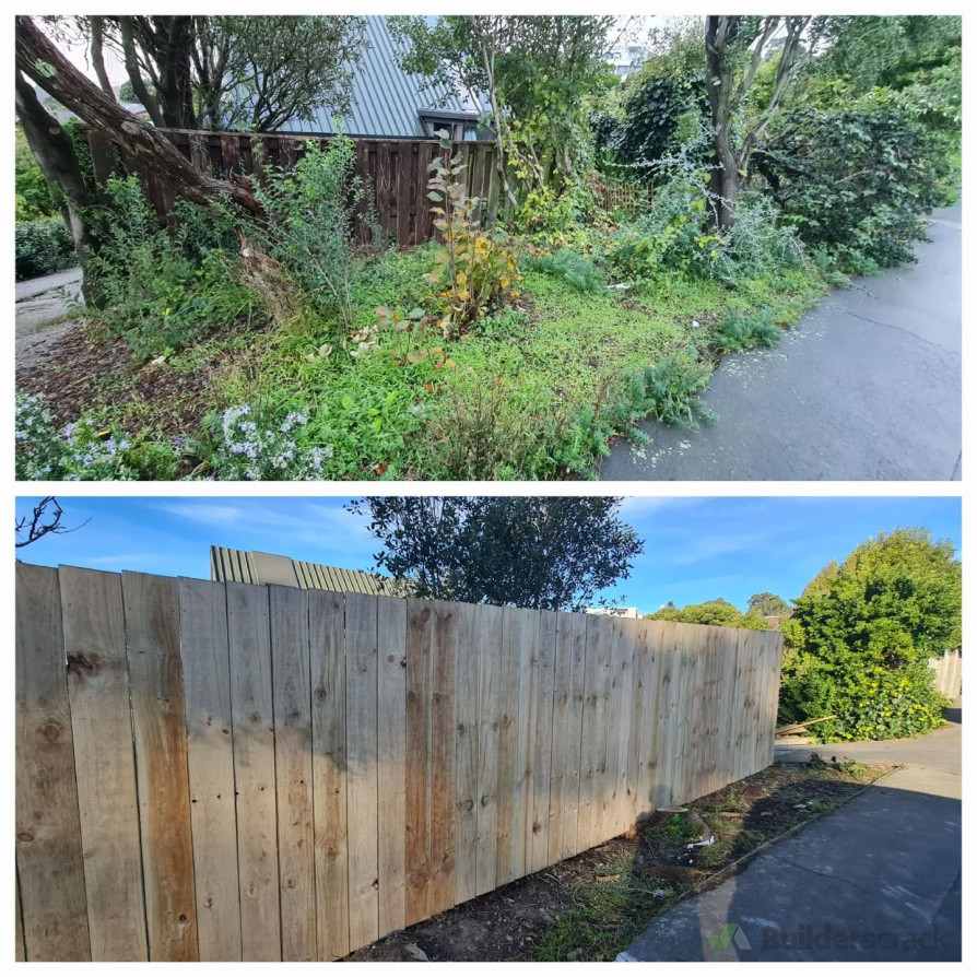 Before and after of the front of the property.
