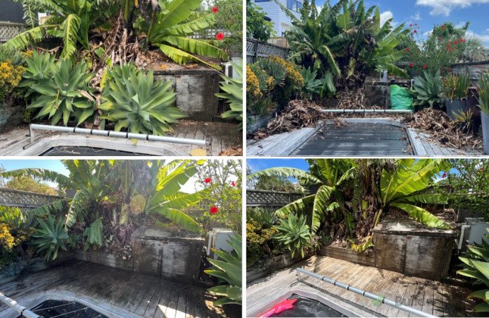 Pool Area - before, during and after