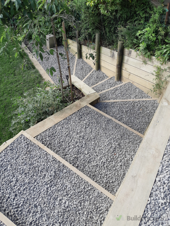 I recently  made some steps the that  feel great going  up and  down. between existing retaining walls