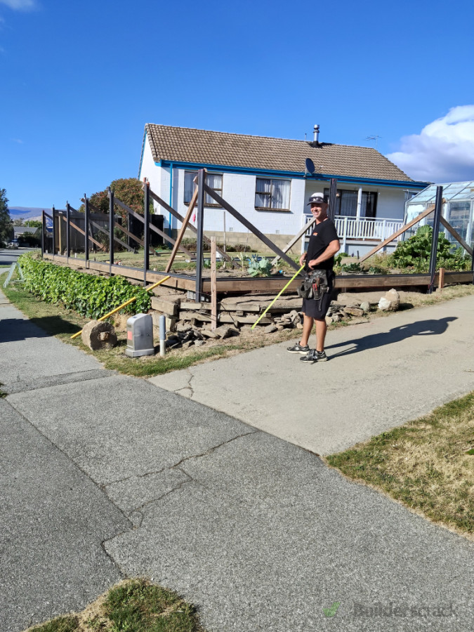 Fence posts braced ready for concrete