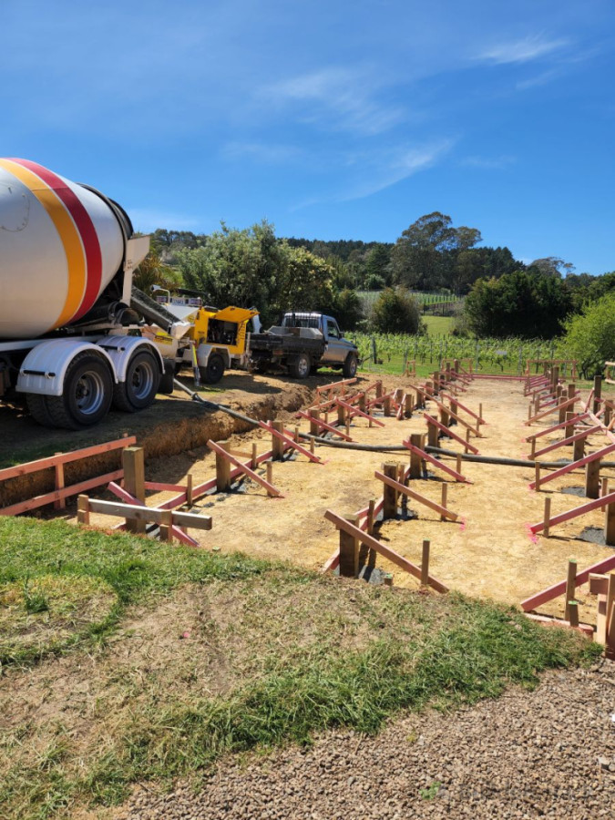 Concrete pour house piles