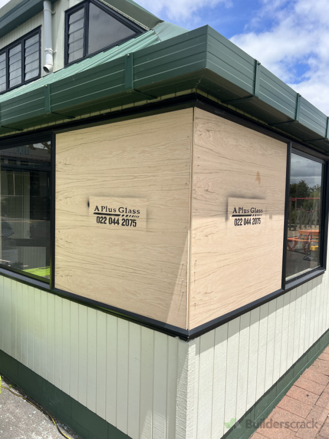 Emergency Board Up / Cleaned all the glass out, made school secure.