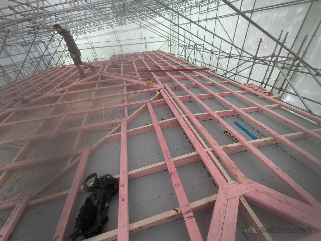 New roof structure installation