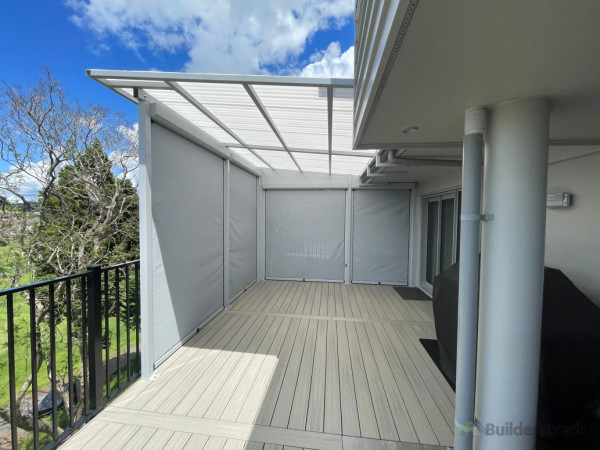 New pergola with roller blinds