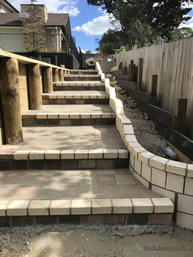 Brick and pavers steps and planter boxes