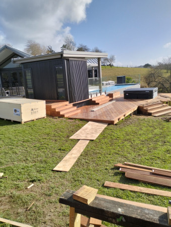 Decking timber, stair and the spa pool