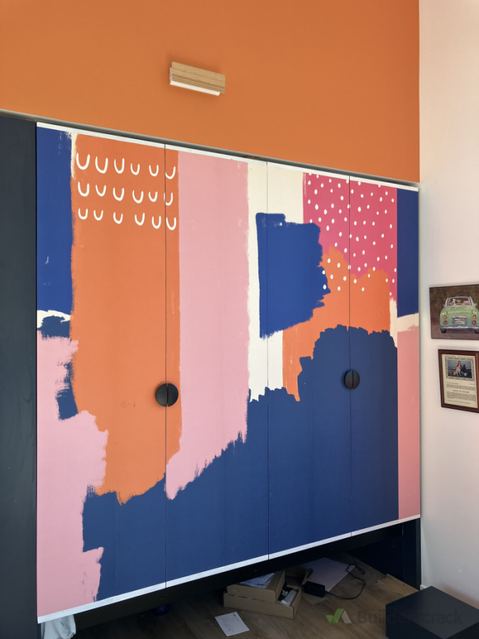Wall mural on wardrobe