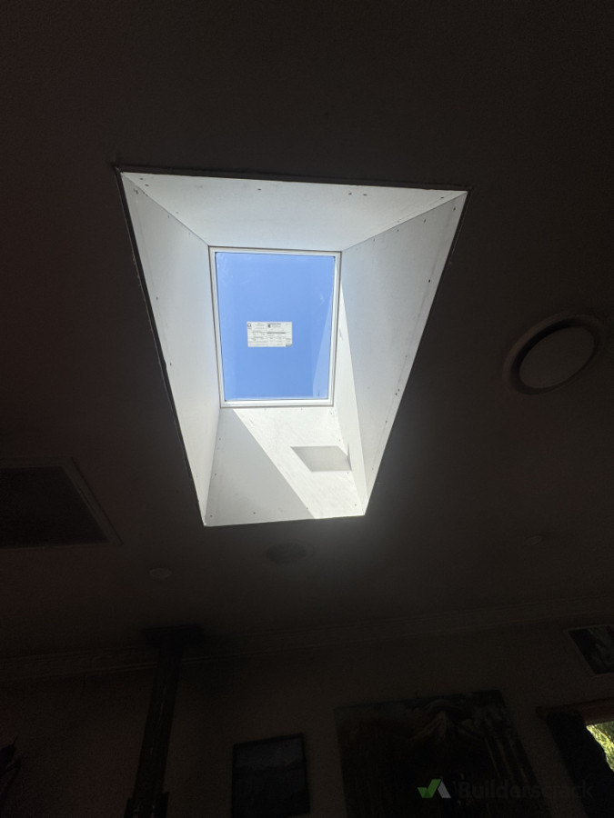 Skylight installed and flashed