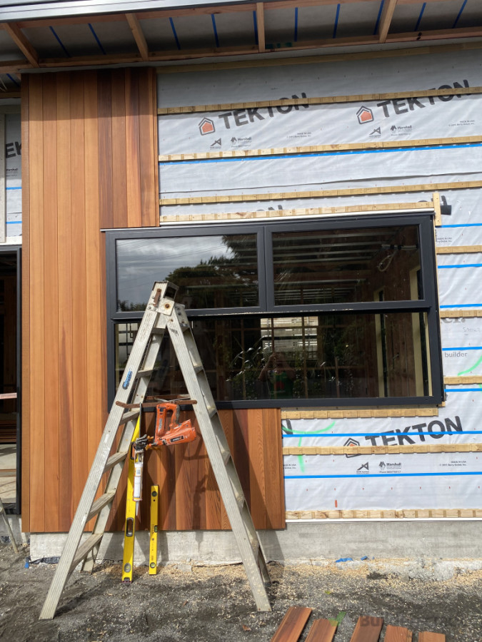 Cedar cladding installation