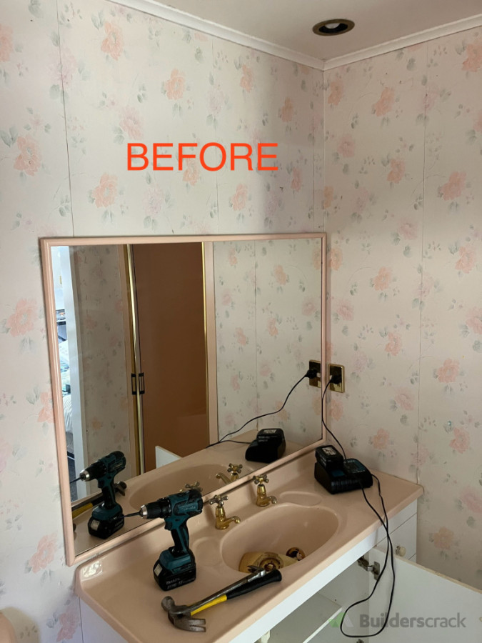 Existing mirror and vanity that has been removed