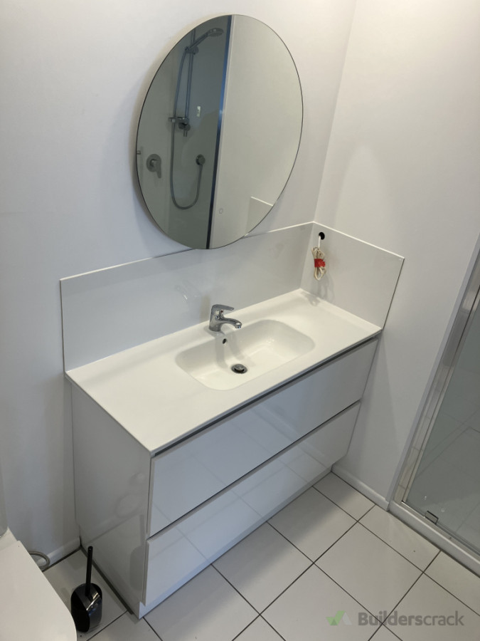 New vanity and mirror with splash back