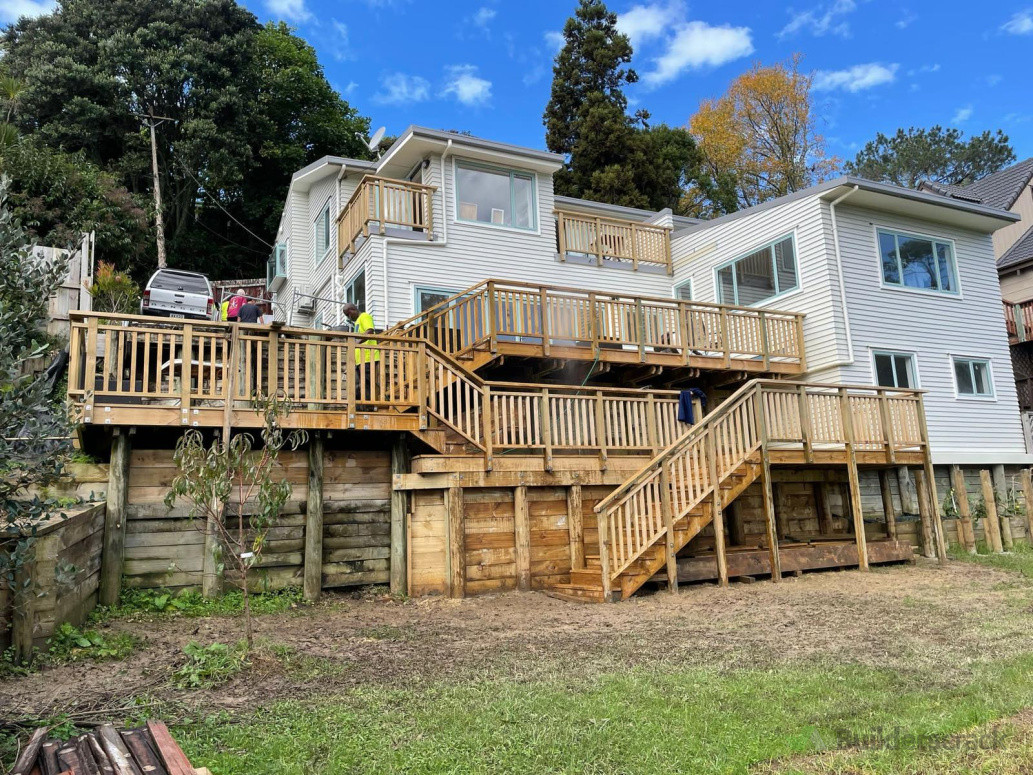 Deck remodel and repair along with retaining walls damaged in cyclone Gabriel