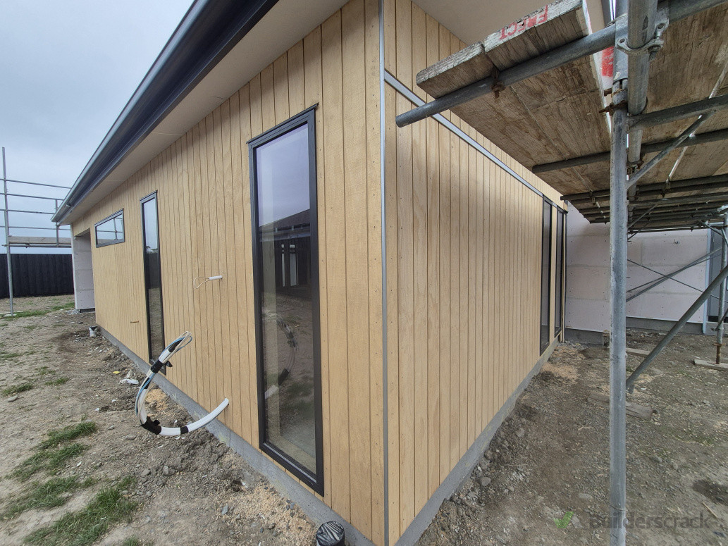 Freshly installed sheet cladding