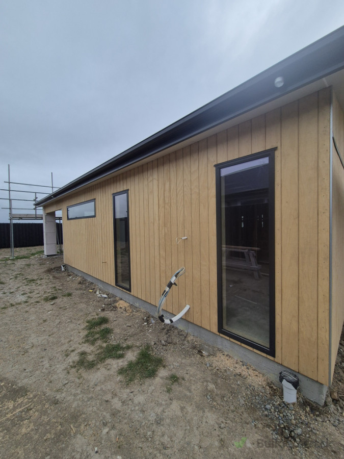 Freshly installed sheet cladding