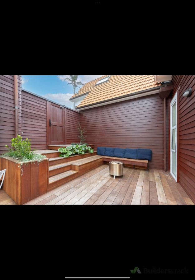 New deck with built in seats and planter boxes