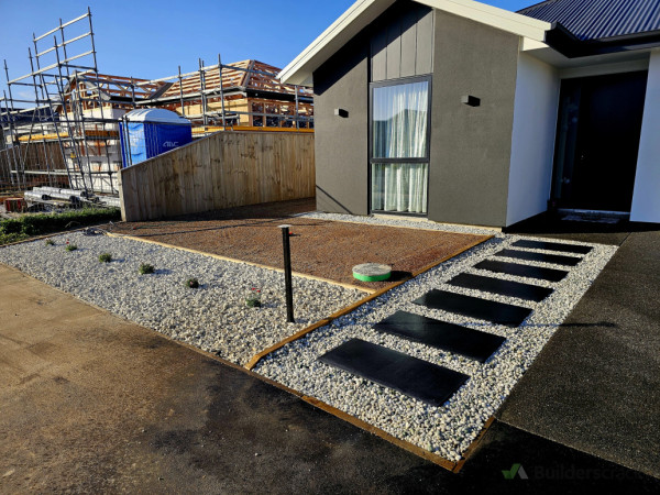 sleek pavers & neat pebbles for instant style