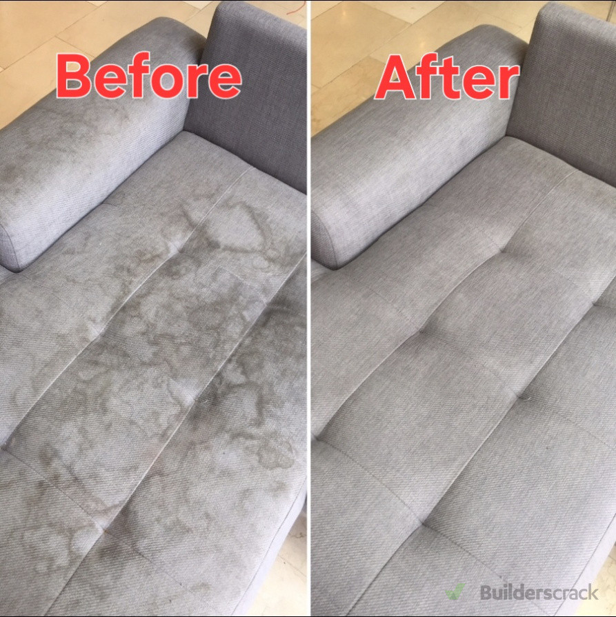 Very dirty sofa cleaned to as good as new