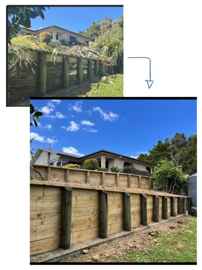 retaining wall build - one contractor start to finish