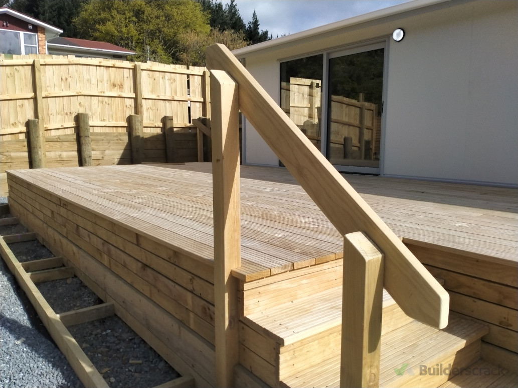 Finished deck, stairs and handrail