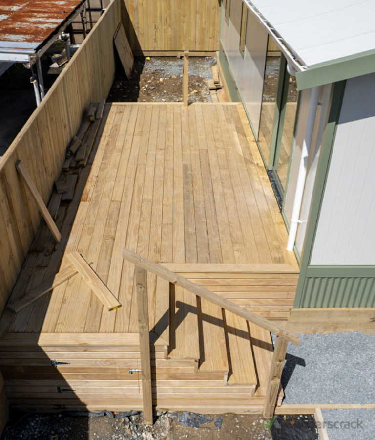 Finished deck, stairs and handrail