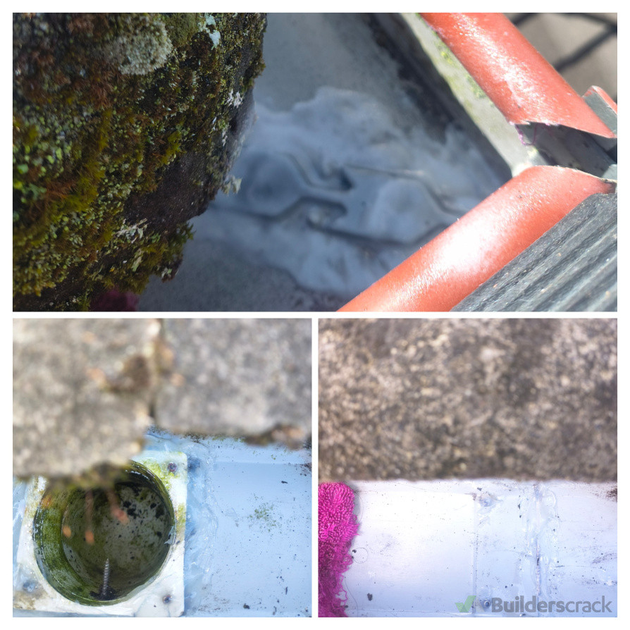 Different types of seals on leaking metal gutter