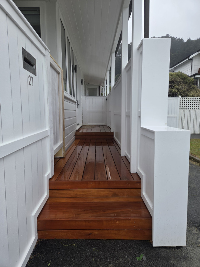 Garapa decking entrance way