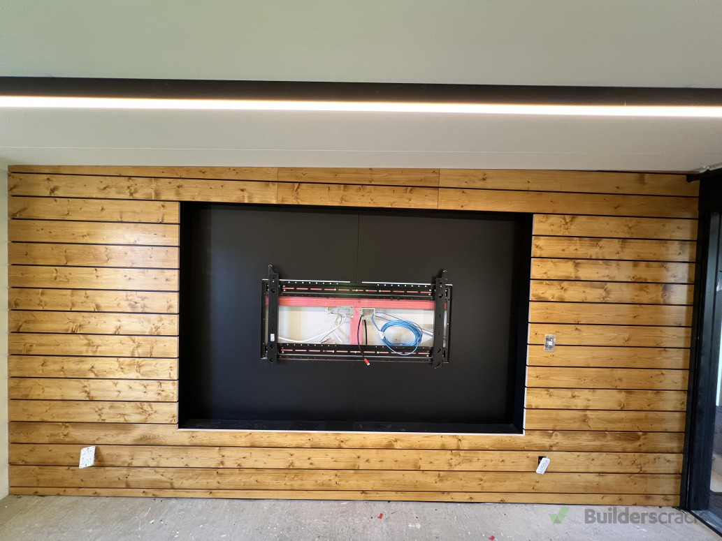 Recessed tv oak feature wall