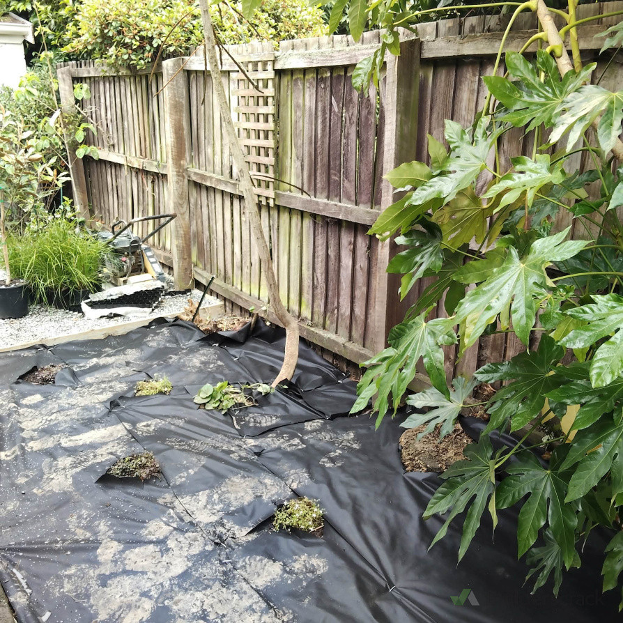 Clients Garden after Weed-Matting layed down before Wood Chip Layers Added