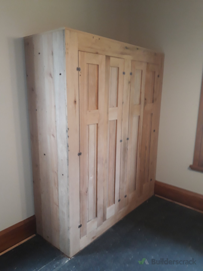 1 of 3 Bespoke reclaimed rimu wardrobes to match an older style villa in Darfield