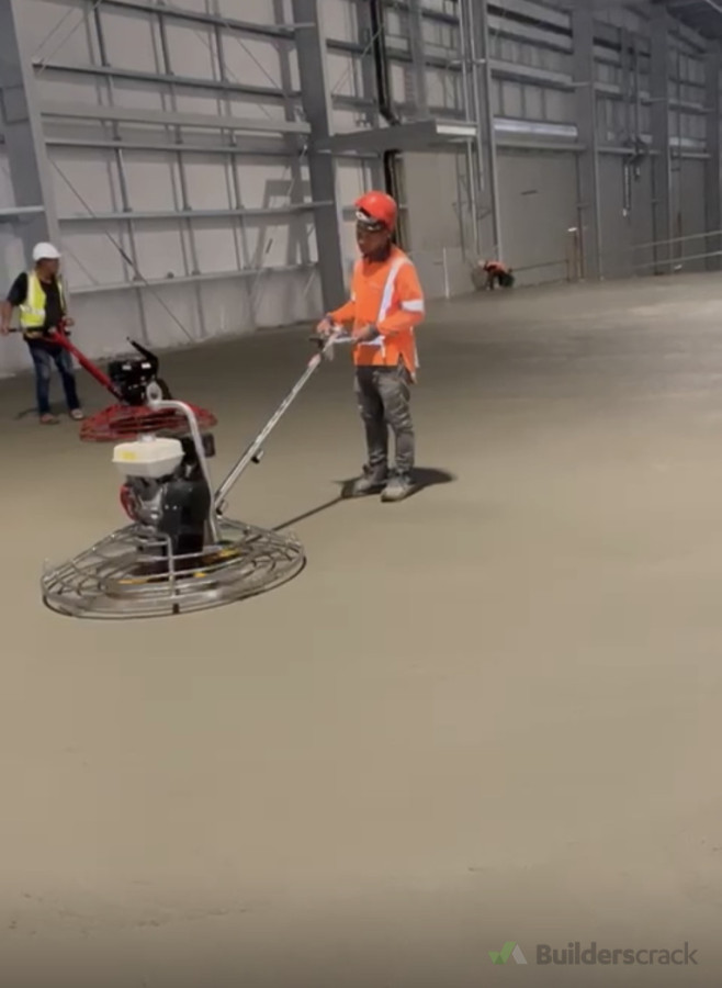 Finishing works for concrete slab.