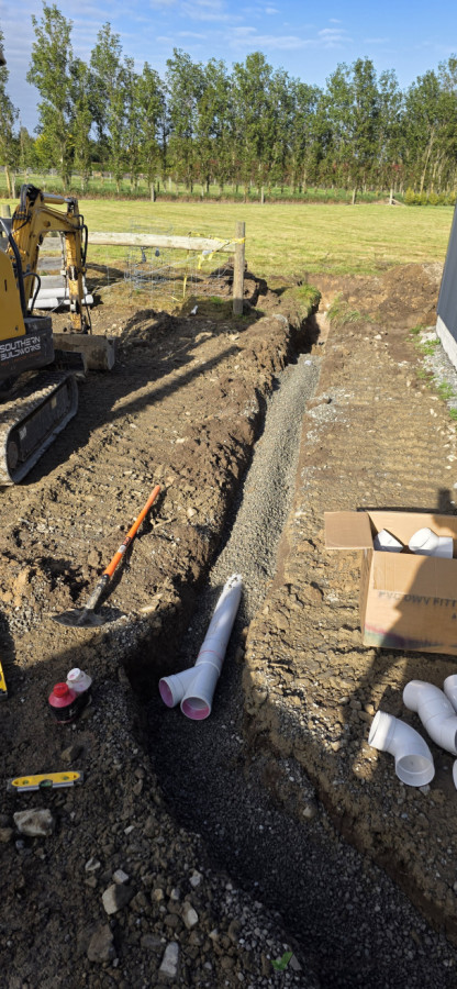 Stormwater system install for customers new sheds