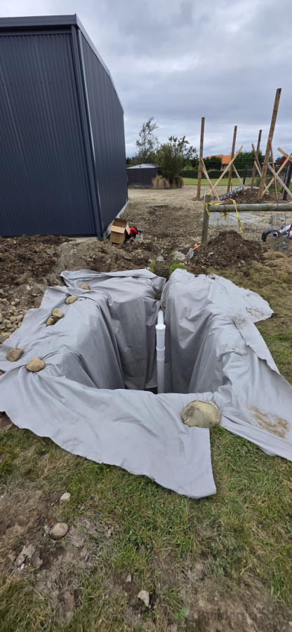 Soakpit install for shed stormwater system
