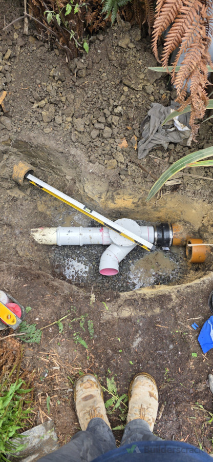 Sewer junction cut in for customers new sewer pump line from granny flat