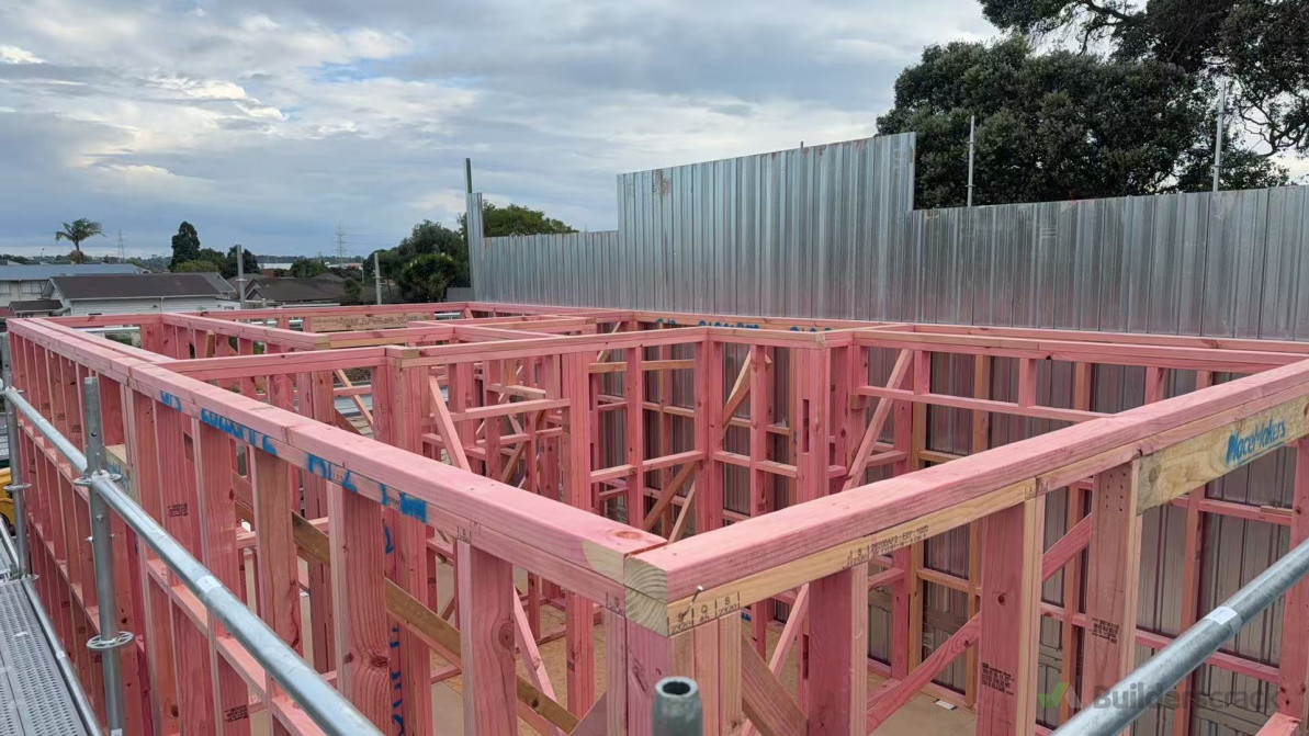 Timber framing completed for a 2-unit townhouse project in Avondale