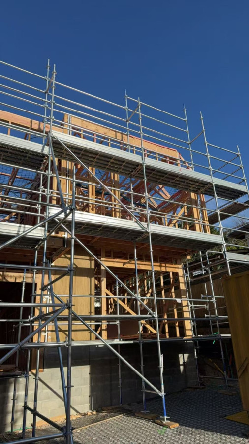 Timber framing completed for a 6-unit new build in Unsworth Heights, North Shore