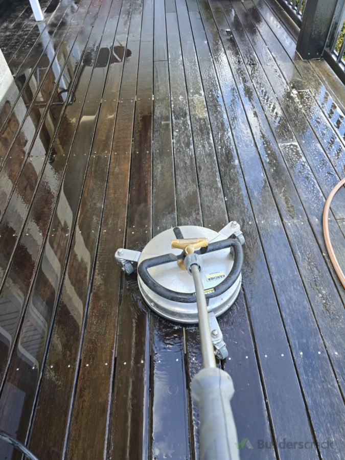 Waterblasting a kwila deck