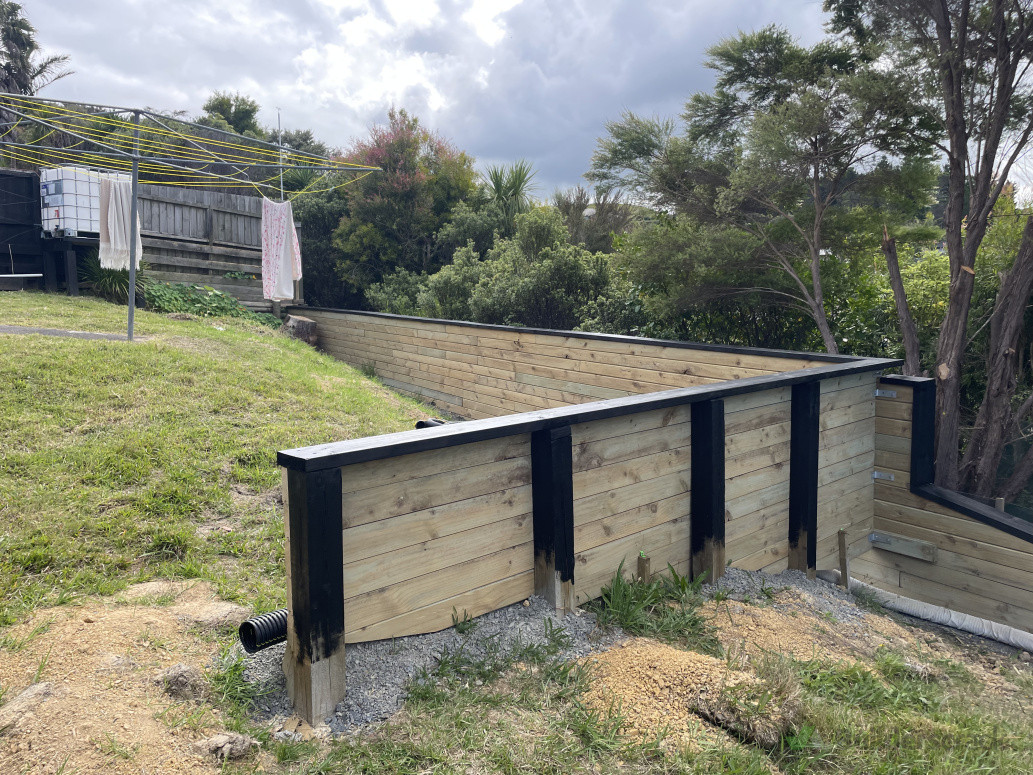 Retaining walls ready for backfill