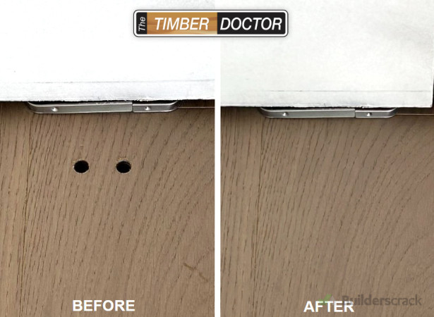 drilled holes in oak floor