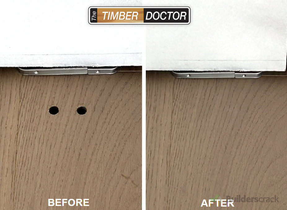 drilled holes in oak floor