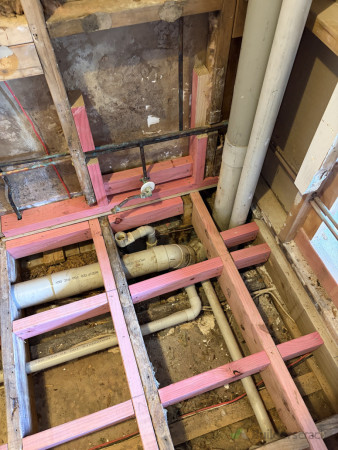 Joist replaced, nogs in for tiled floor.