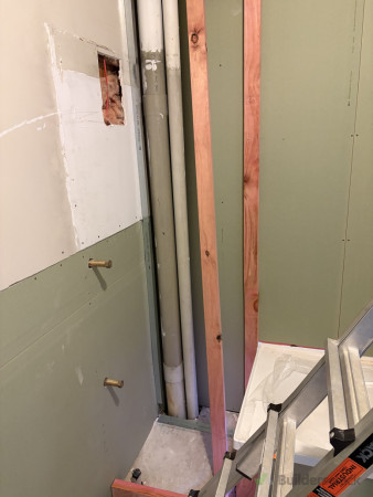 Bath cradle in and framing for HWC cupboard