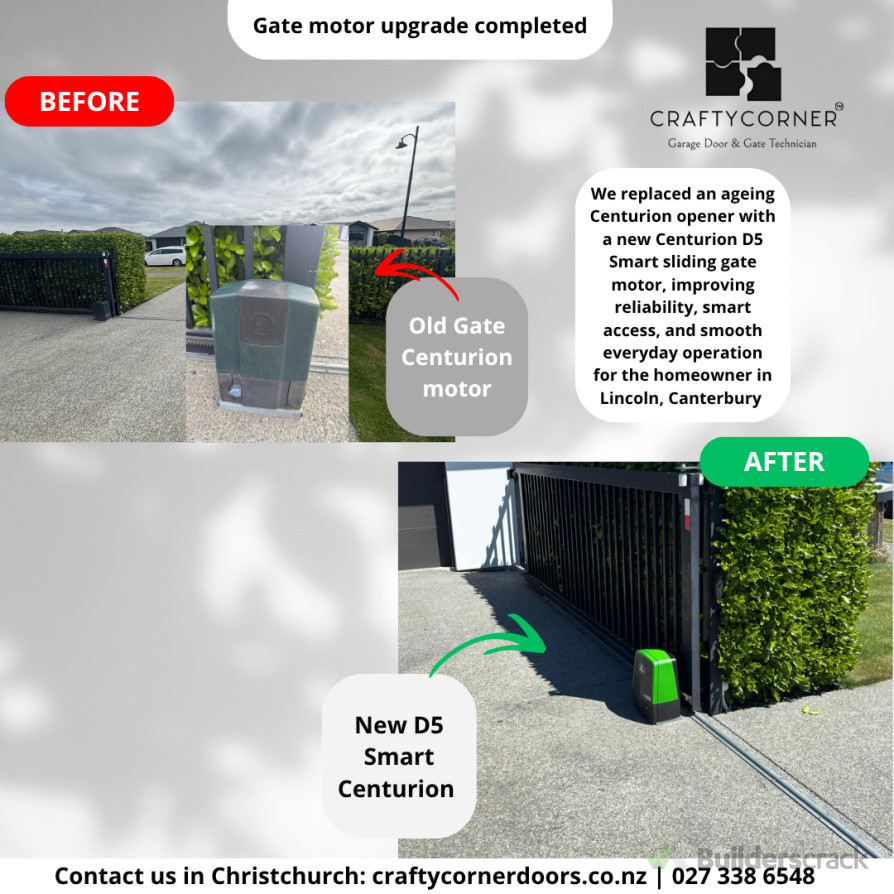 Sliding gate motor upgrade in Lincoln Canterbury with new Centurion D5 Smart gate opener – improved security, smart access and reliable daily operation.