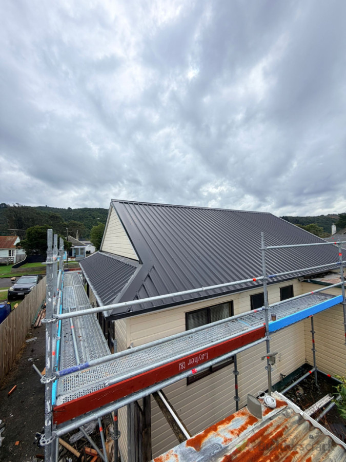 REMOVE Concrete Tiles off and INSTALL 5 rib profile. 55 G Flaxpod color Iron