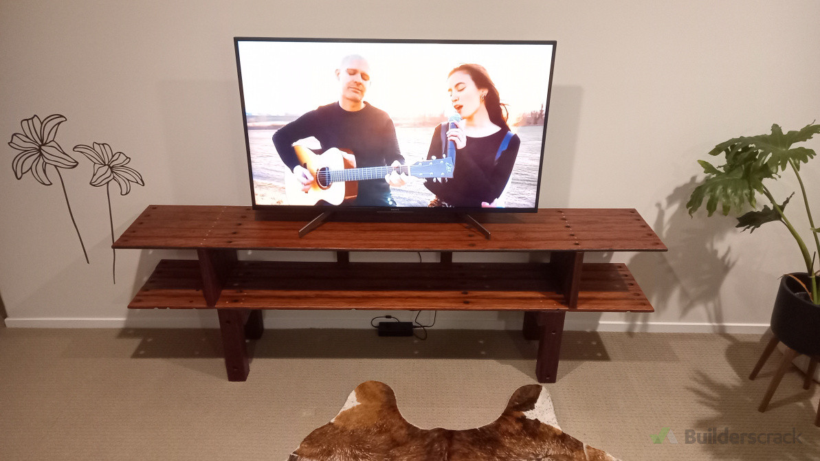 Bespoke TV stand from reclaimed timber