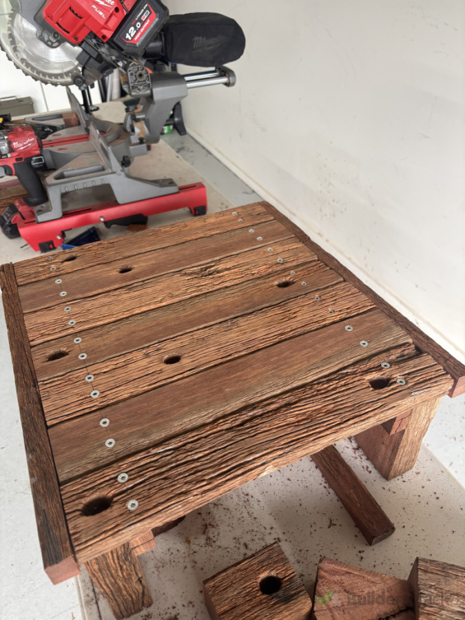 Water blasted to reveal aged grain