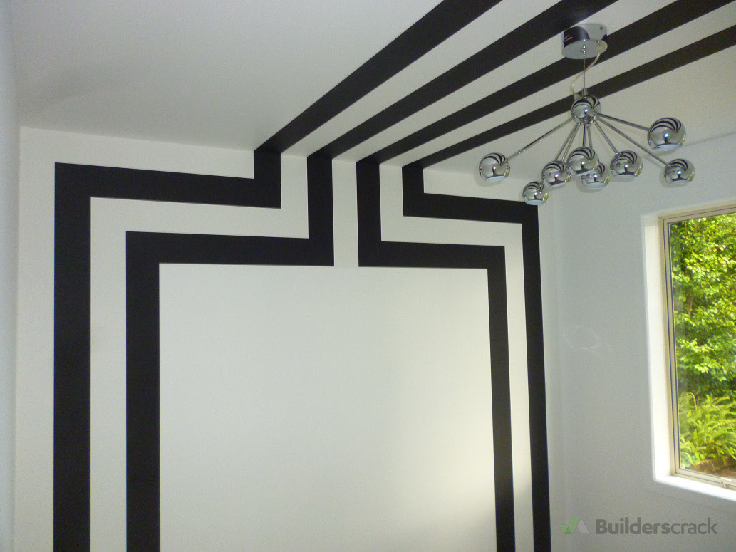 Black and white striped wallpaper used differently