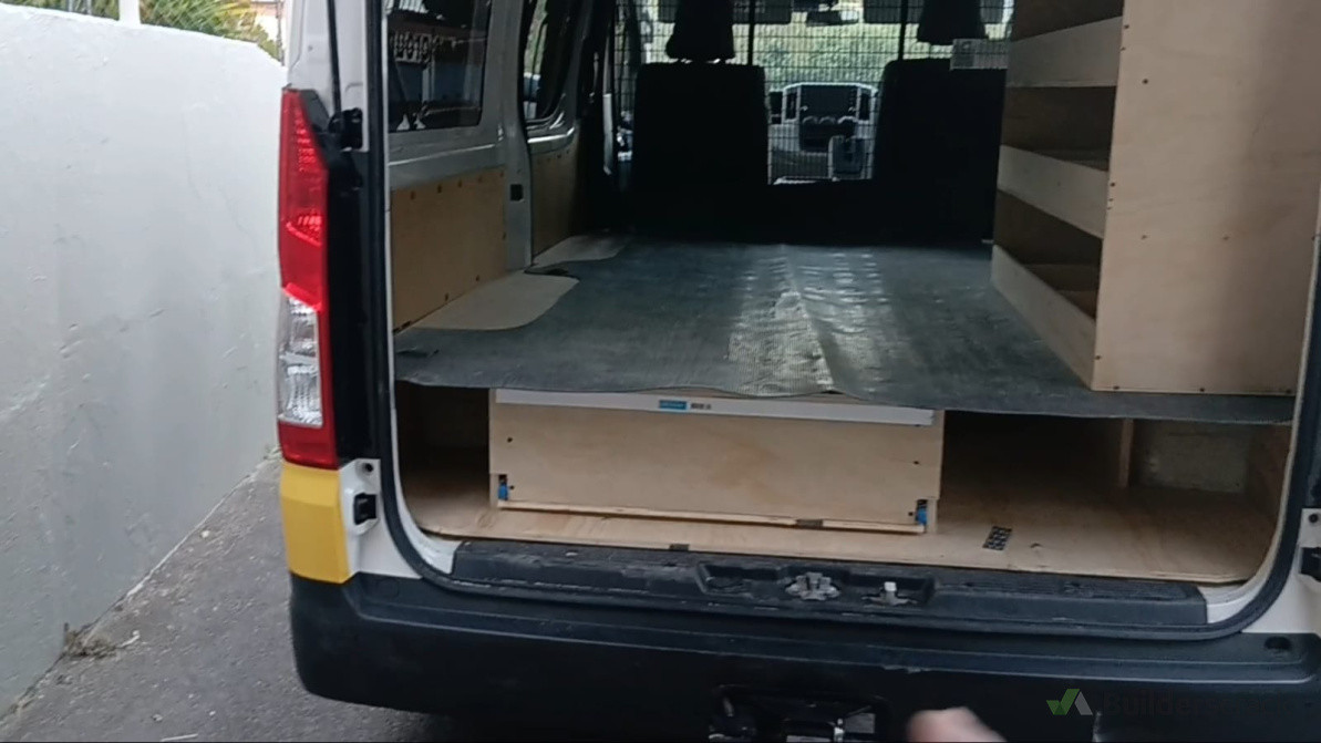 Custom Van Floor with Hidden Drawers & Side Shelves
